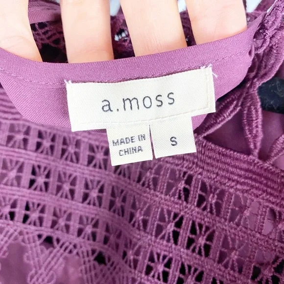 A. MOSS Anthropologie Purple Plum Lace Top - Picture 3 of 4
